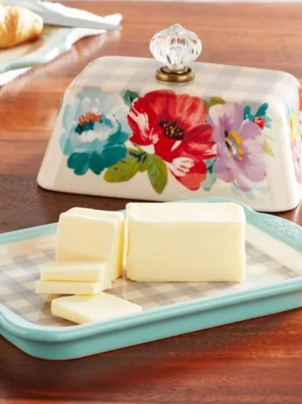 The Pioneer Women Sweet Romance Double Butter Dish Ceramic.